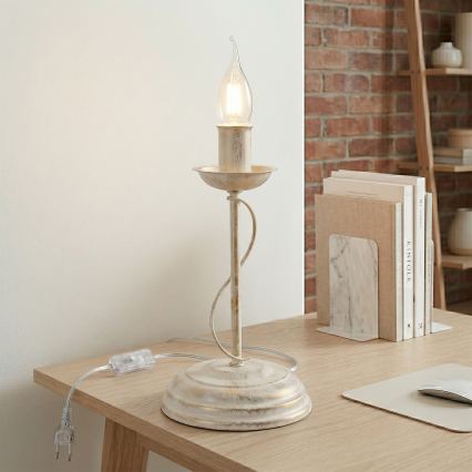 Bordlampe ANTON 1xE14/60W/230V hvid patina