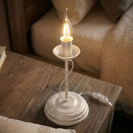 Bordlampe ANTON 1xE14/60W/230V hvid patina