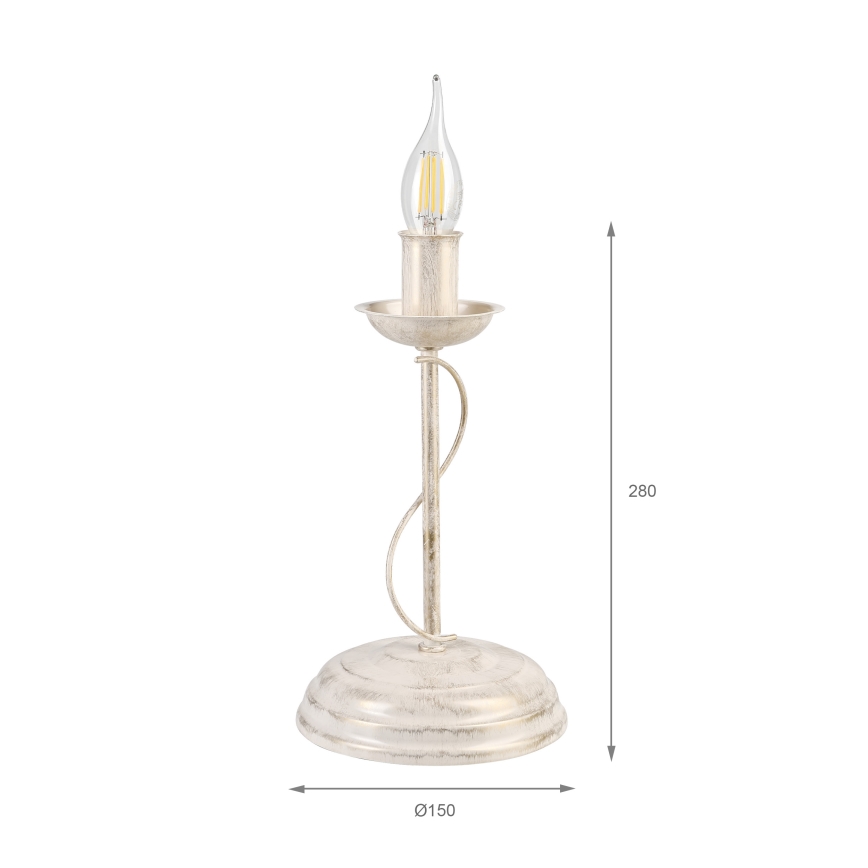 Bordlampe ANTON 1xE14/60W/230V hvid patina