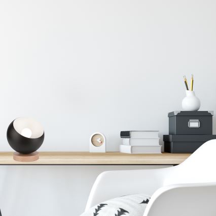 Bordlampe AVA BALL 1xE27/60W/230V sort/bøg