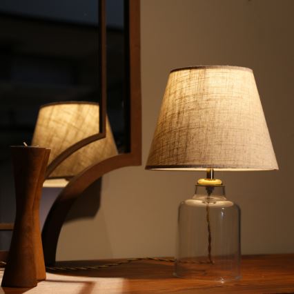 Bordlampe AYD 1xE27/40W/230V grå/gennemsigtig