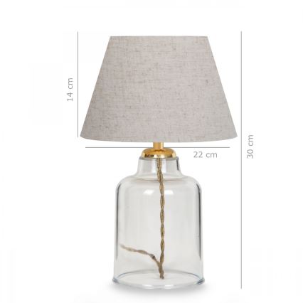 Bordlampe AYD 1xE27/40W/230V grå/gennemsigtig