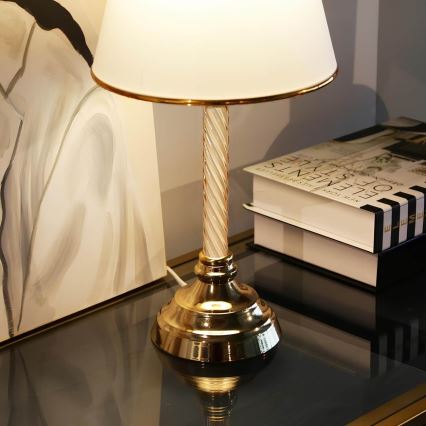 Bordlampe AYD 1xE27/40W/230V hvid/guld