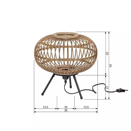 Bordlampe BASICLABEL 1xE27/40W/230V bambus