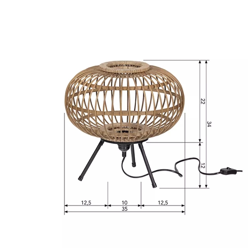 Bordlampe BASICLABEL 1xE27/40W/230V bambus