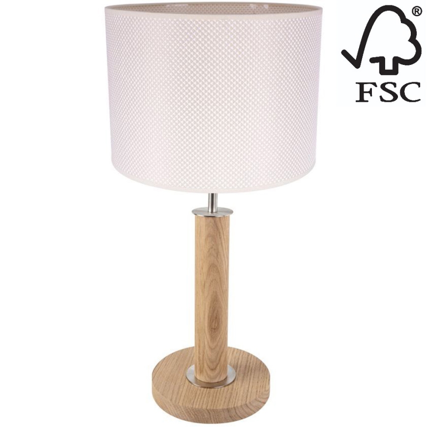 Bordlampe BENITA 1xE27/60W/230V 48 cm cremefarvet/eg – FSC certificeret