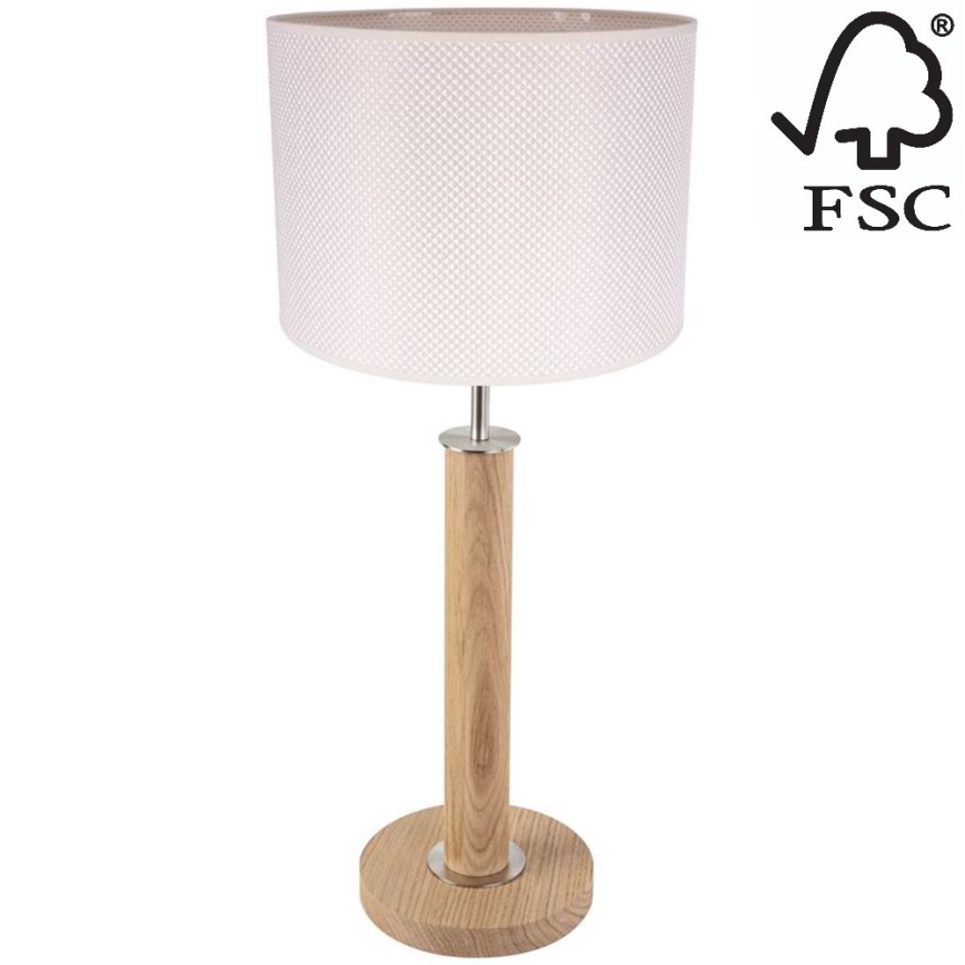 Bordlampe BENITA 1xE27/60W/230V 61 cm cremefarvet/eg – FSC certificeret