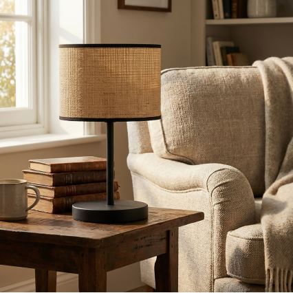Bordlampe ECO 1xE27/15W/230V beige/rattan