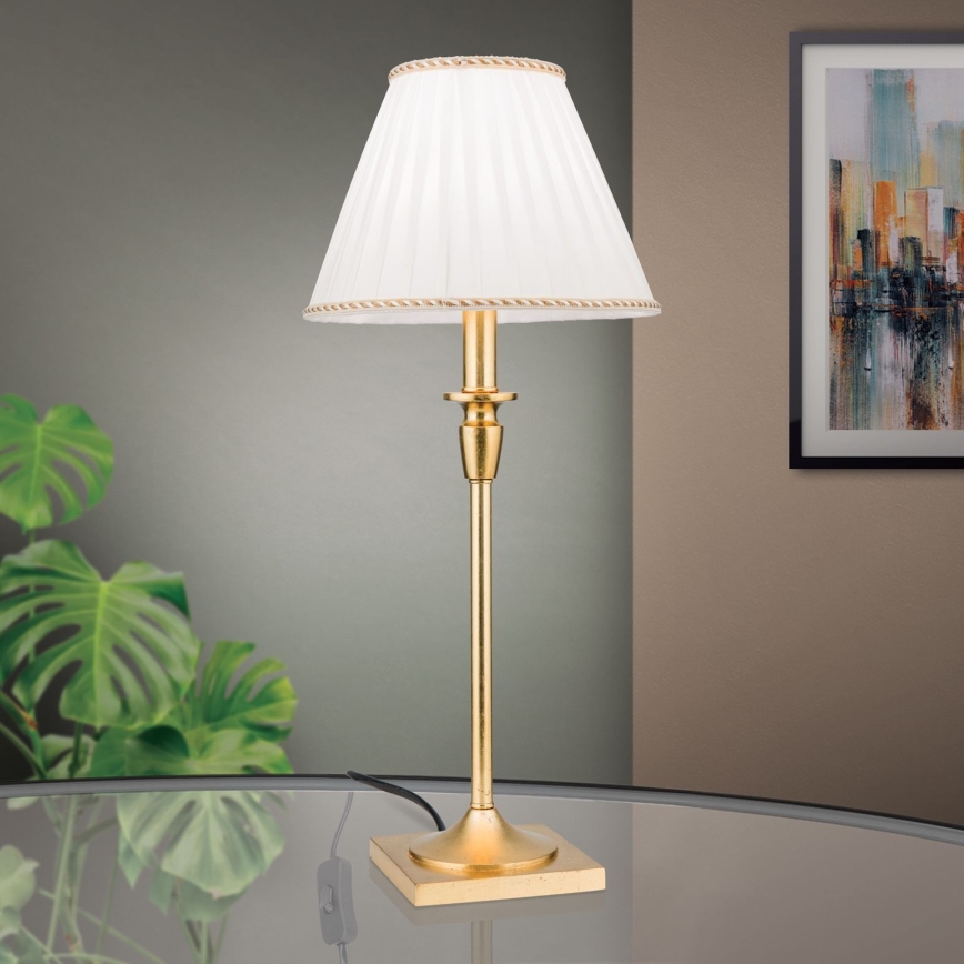 Bordlampe FONSA 1xE27/60W/230V 61 cm hvid/guldfarvet