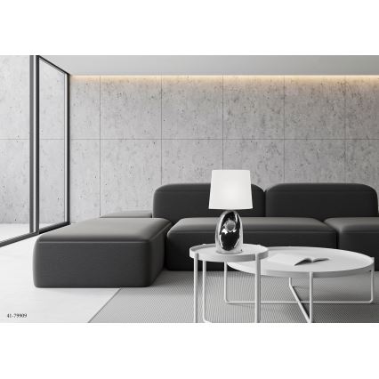 Bordlampe HIERRO 1xE27/60W/230V hvid/skinnende krom