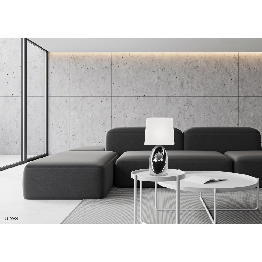 Bordlampe HIERRO 1xE27/60W/230V hvid/skinnende krom