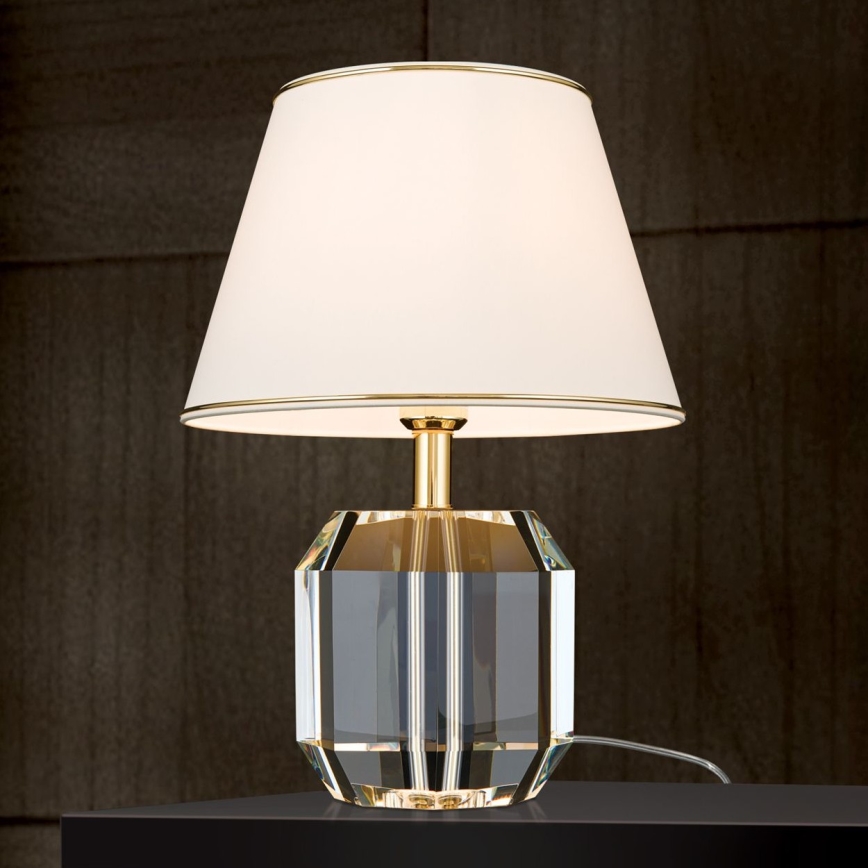 Bordlampe i krystal ALEXIS 1xE27/60W/230V cremefarvet/guldfarvet/transparent