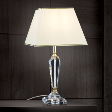 Bordlampe i krystal VERONIQUE 1xE27/60W/230V cremefarvet/guldfarvet