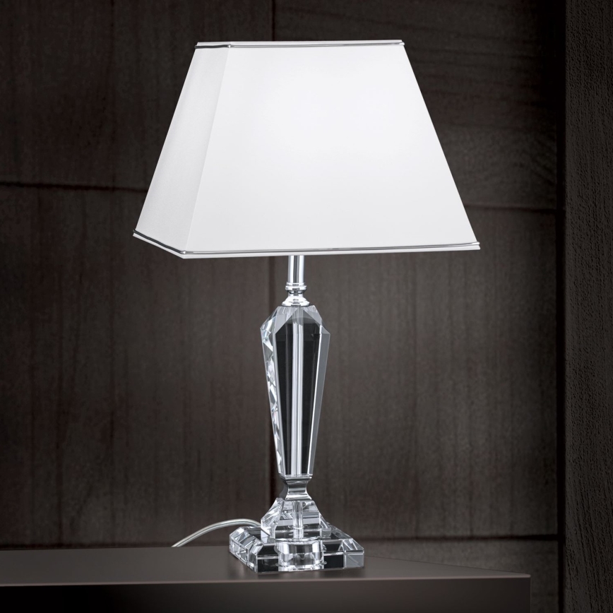 Bordlampe i krystal VERONIQUE 1xE27/60W/230V hvid/krom