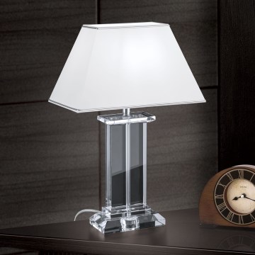 Bordlampe i krystal VERONIQUE 1xE27/60W/230V hvid/krom