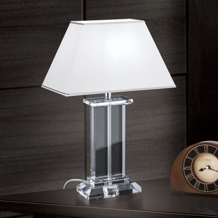 Bordlampe i krystal VERONIQUE 1xE27/60W/230V hvid/krom