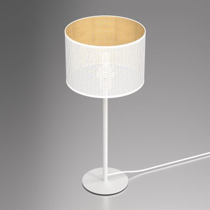 Bordlampe LOFT SHADE 1xE27/60W/230V diameter 25 cm hvid/gylden