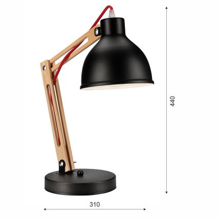 Bordlampe MARCELLO 1xE27/60W/230V bøg