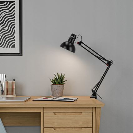 Bordlampe med klemme 1xE27/60W/230V sort