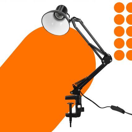 Bordlampe med klemme 1xE27/60W/230V sort