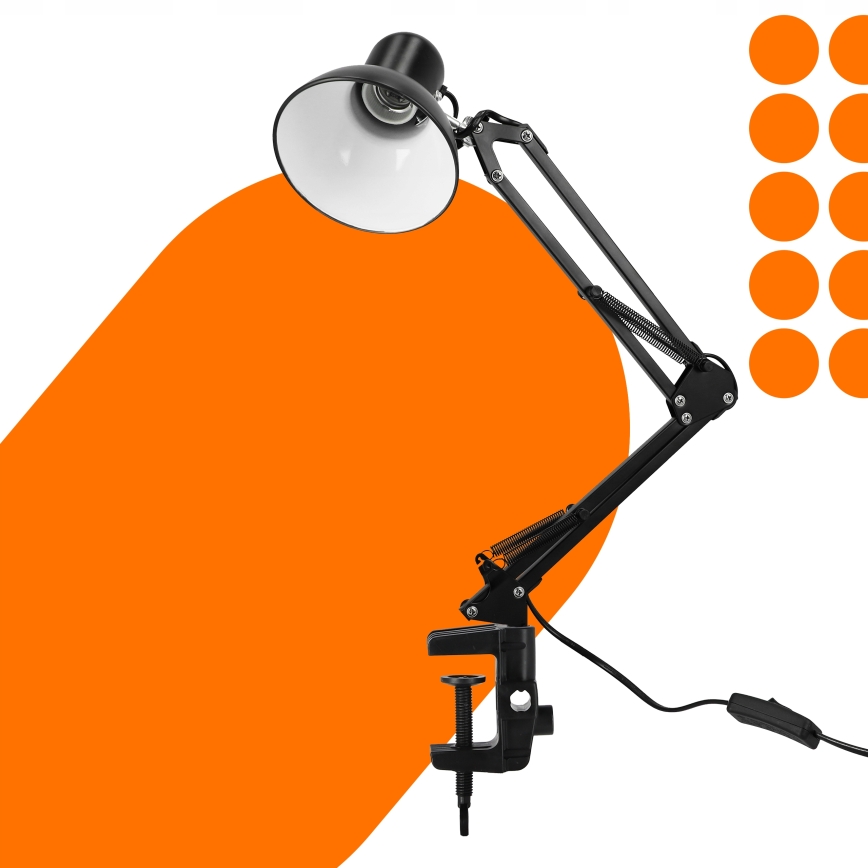 Bordlampe med klemme 1xE27/60W/230V sort