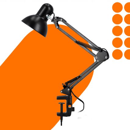 Bordlampe med klemme 1xE27/60W/230V sort