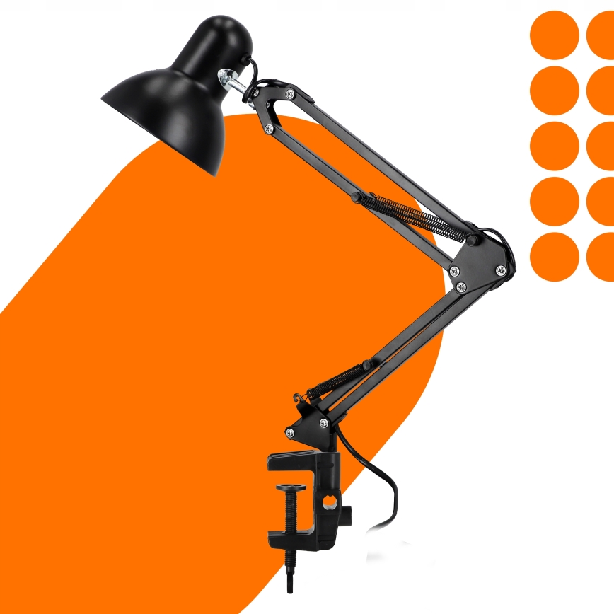 Bordlampe med klemme 1xE27/60W/230V sort