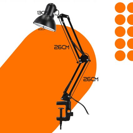 Bordlampe med klemme 1xE27/60W/230V sort
