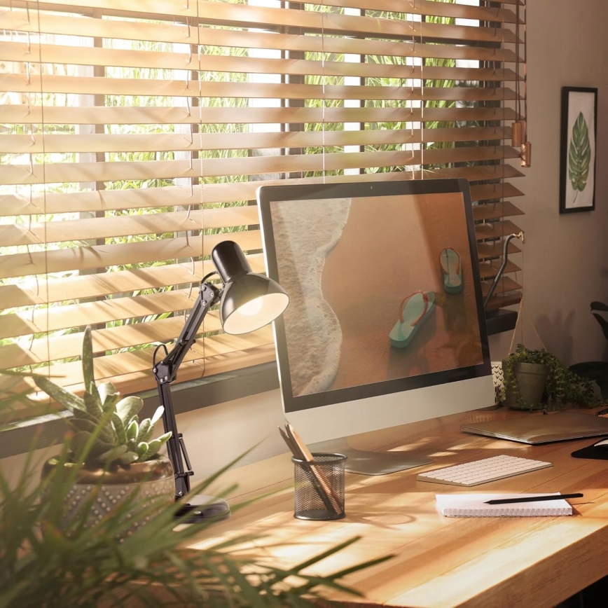 Bordlampe med klemme 2-i-1 1xE27/60W/230V sort