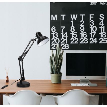 Bordlampe med klemme 2-i-1 1xE27/60W/230V sort