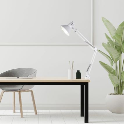 Bordlampe med klemme WORKER 1xE27/10W/230V hvid