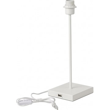 Bordlampe med USB-port 1xE27/15W/230V hvid