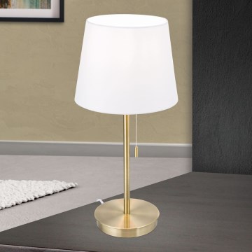 Bordlampe med USB-port LUDWIG 1xE27/40W/230V 50 cm hvid/guldfarvet