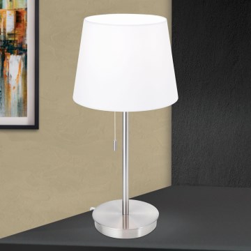 Bordlampe med USB-port LUDWIG 1xE27/40W/230V 50 cm hvid/mat krom