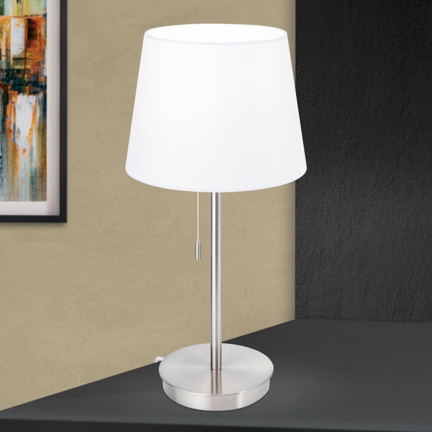 Bordlampe med USB-port LUDWIG 1xE27/40W/230V 50 cm hvid/mat krom