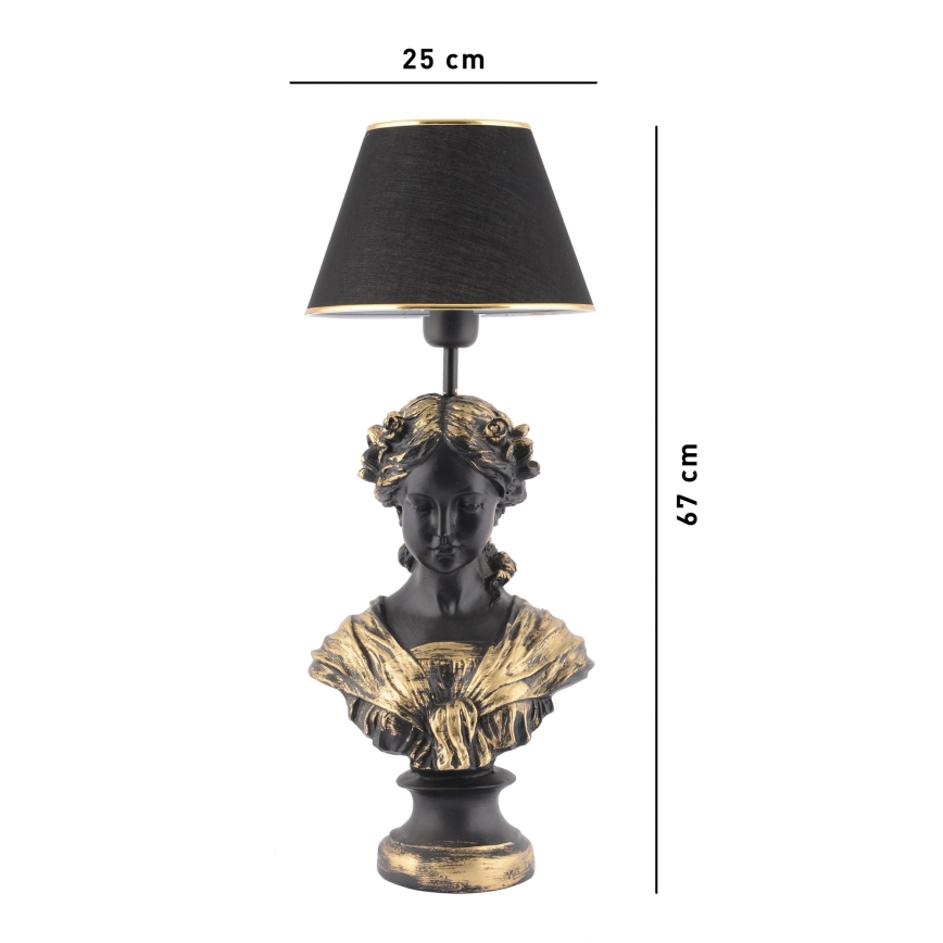 Bordlampe OPELYA 1xE27/40W/230V sort/guldfarvet