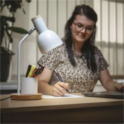 Bordlampe POPPY 1xE27/25W/230V hvid