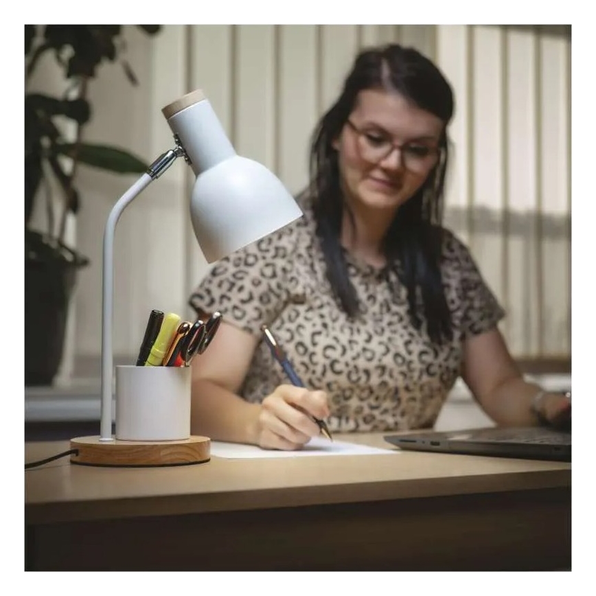 Bordlampe POPPY 1xE27/25W/230V hvid