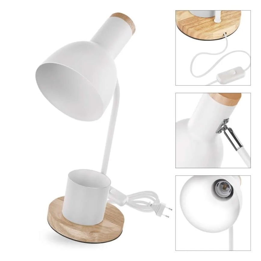 Bordlampe POPPY 1xE27/25W/230V hvid