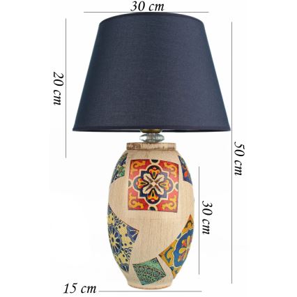 Bordlampe RAMZES 1xE27/40W/230V blå/beige