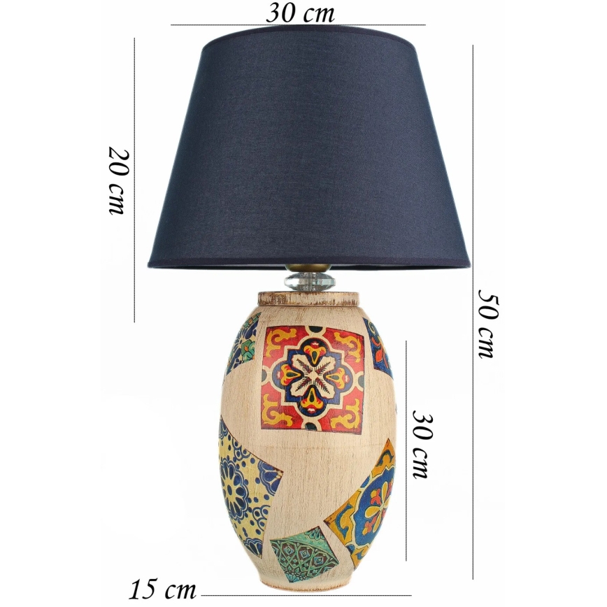 Bordlampe RAMZES 1xE27/40W/230V blå/beige