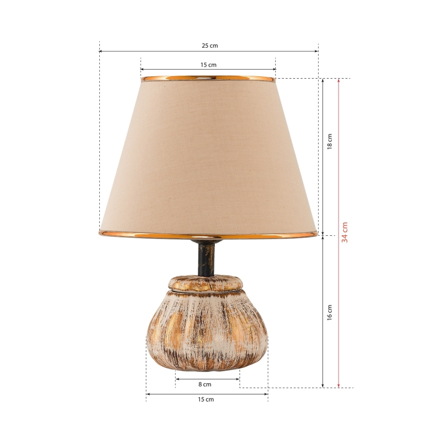 Bordlampe RAMZES 1xE27/40W/230V creme/guld