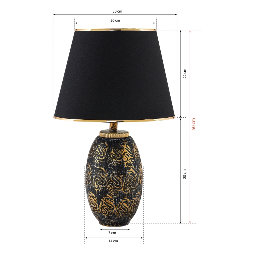 Bordlampe RAMZES 1xE27/40W/230V sort/guld