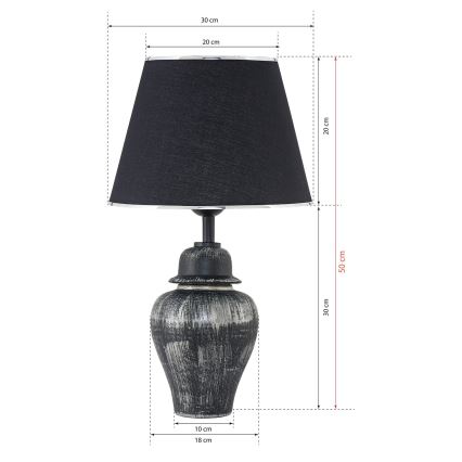 Bordlampe RAMZES 1xE27/40W/230V sort/sølv