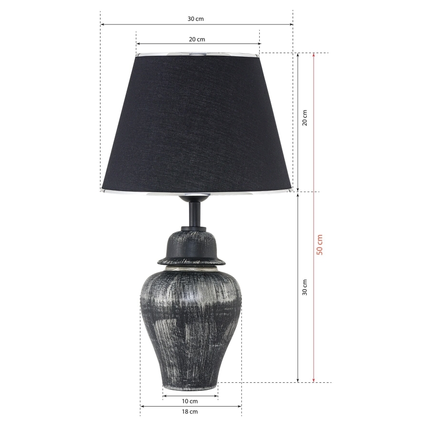 Bordlampe RAMZES 1xE27/40W/230V sort/sølv