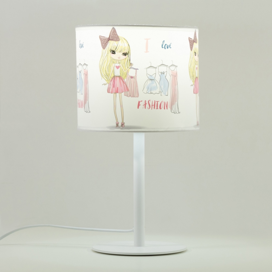 Bordlampe til børn GIRLS VIBES 1xE27/60W/230V Ø 18 cm Jeg elsker mode