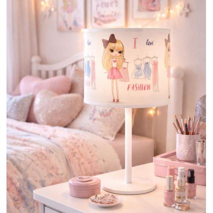 Bordlampe til børn GIRLS VIBES 1xE27/60W/230V Ø 18 cm Jeg elsker mode
