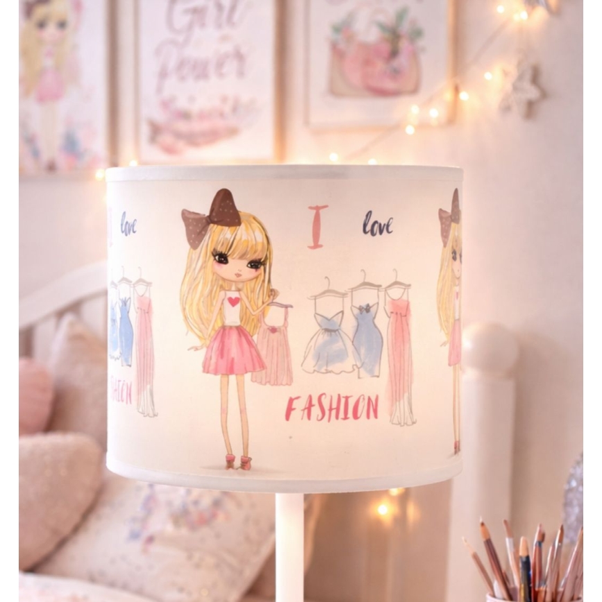 Bordlampe til børn GIRLS VIBES 1xE27/60W/230V Ø 18 cm Jeg elsker mode