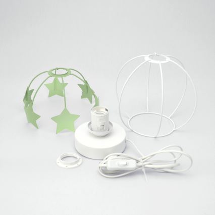 Bordlampe til børn STARS 1xE27/15W/230V grøn/hvid