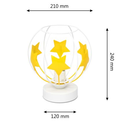 Bordlampe til børn STARS 1xE27/15W/230V gul/hvid